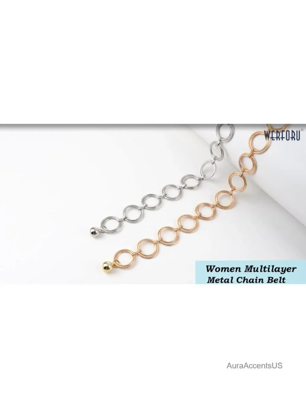 Multilayer Gold Silver Metal Link Body Chain Belt Ladies Waist Chain Belts for